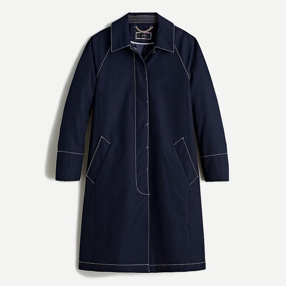New JCREW Navy Blue Topstitch Trench Coat - Picture 2 of 5